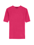 Ribbed Crew Neck Knitted Top