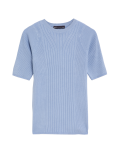 Ribbed Crew Neck Knitted Top