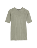 Ribbed Crew Neck Knitted Top
