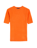 Ribbed Crew Neck Knitted Top