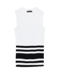 Striped Crew Neck Fitted Knitted Vest