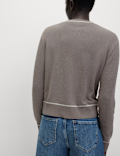 Crew Neck Tipped Detail Button Front Cardigan