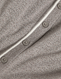 Crew Neck Tipped Detail Button Front Cardigan