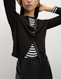 Crew Neck Button Front Cardigan
