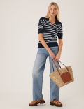 Cotton Rich Striped Knitted Top