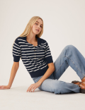 Cotton Rich Striped Knitted Top