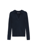 Ribbed Collared Fitted Knitted Top