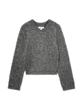 Wool Blend V-Neck Jumper with Mohair