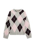 Argyle Crew Neck Relaxed Jumper