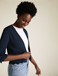 Scallop Edge Fitted Cropped Cardigan