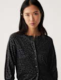 Sparkly Crew Neck Button Through Cardigan