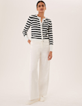 Striped Crew Neck Cardigan
