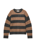 Striped Crew Neck Relaxed Jumper with Wool