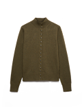 Funnel Neck Slim Fit Cardigan with Wool