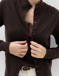 Funnel Neck Slim Fit Cardigan with Wool