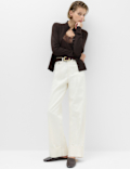 Funnel Neck Slim Fit Cardigan with Wool