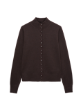 Funnel Neck Slim Fit Cardigan with Wool