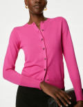 Crew Neck Button Front Cardigan