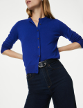 Crew Neck Button Front Cardigan