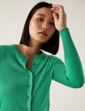 Crew Neck Button Front Cardigan