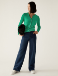 Crew Neck Button Front Cardigan