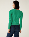 Crew Neck Button Front Cardigan
