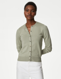 Crew Neck Button Front Cardigan