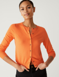 Crew Neck Button Front Cardigan