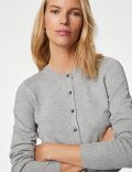Crew Neck Button Front Cardigan