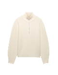 Wool Blend Textured Funnel Neck Half Zip Jumper