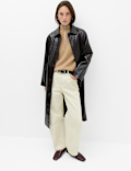 Wool Blend Textured Funnel Neck Half Zip Jumper