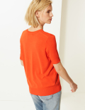 Round Neck Short Sleeve Knitted Top