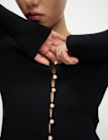 Ribbed V-Neck Button Front Cardigan