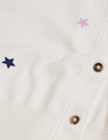 Star Print Crew Neck Button Front Cardigan
