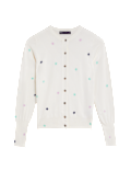 Star Print Crew Neck Button Front Cardigan