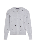 Star Print Crew Neck Button Front Cardigan