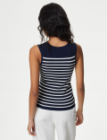 Ribbed Striped Crew Neck Knitted Vest