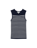 Ribbed Striped Crew Neck Knitted Vest