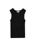 Ribbed Crew Neck Knitted Vest