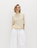 Relaxed Fit Knitted Top With Linen
