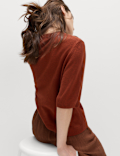 Relaxed Fit Knitted Top With Linen