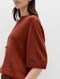 Relaxed Fit Knitted Top With Linen