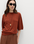 Relaxed Fit Knitted Top With Linen