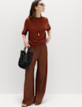 Relaxed Fit Knitted Top With Linen