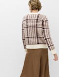Dogtooth Crew Neck Relaxed Jumper With Wool