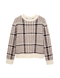 Dogtooth Crew Neck Relaxed Jumper With Wool