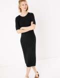 Ribbed Midi Fit & Flare Dress
