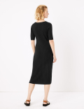 Ribbed Midi Fit & Flare Dress