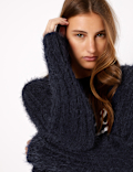Chenille Cable Knit V-Neck Cardigan