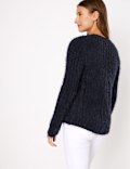 Chenille Cable Knit V-Neck Cardigan